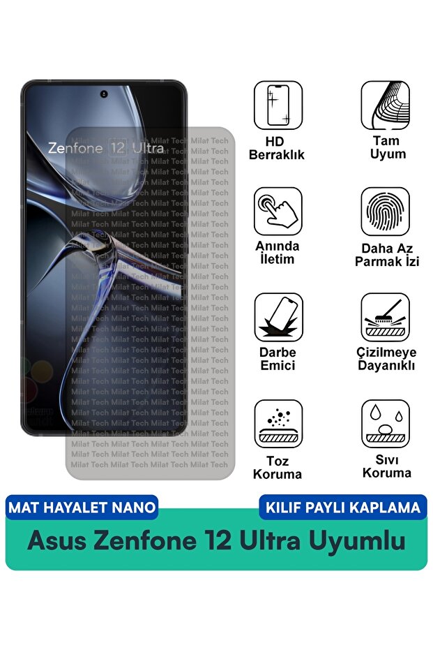 Asus Zenfone 12 Ultra Matte Ghost Nano Case Compatible Screen Protection Film Durable Privacy Protection