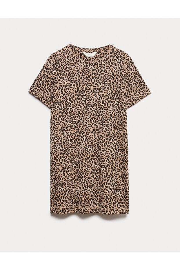 Saf Pamuklu Baskılı Gecelik - 2