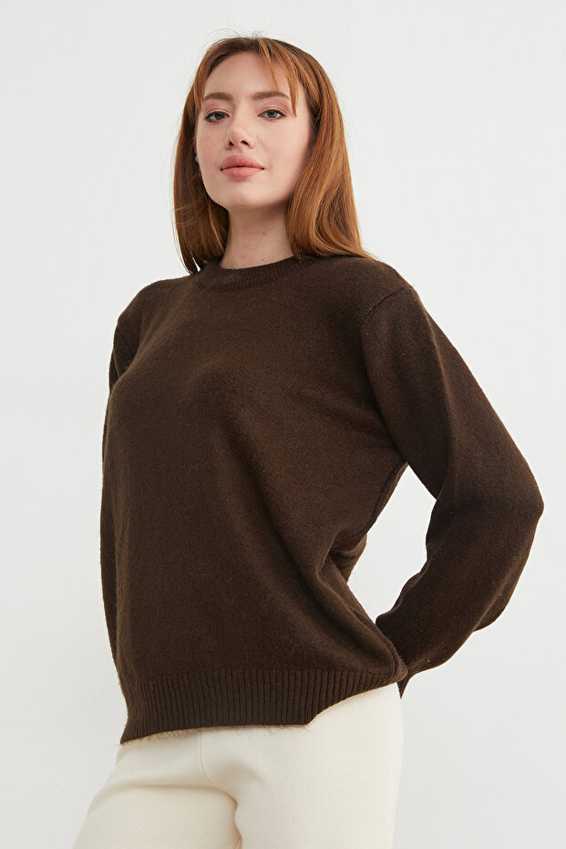 Basic Bisiklet Yaka Salaş Triko Kazak - 2