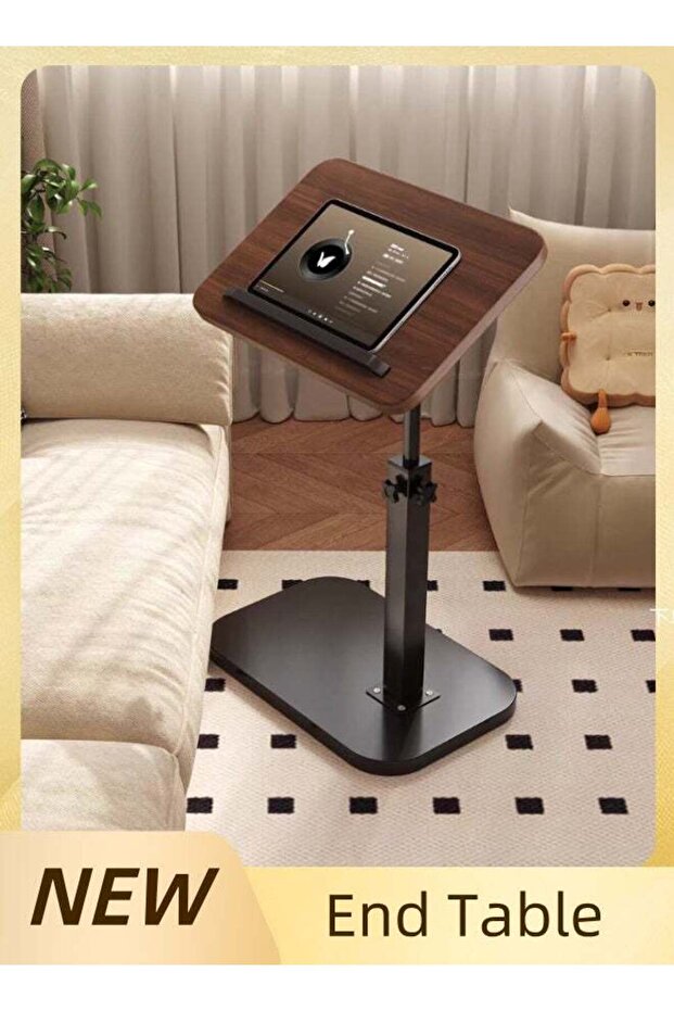 Height-Adjustable 360° Swivel C Table | Multifunctional Side Table for Couch & Small Spaces - 1