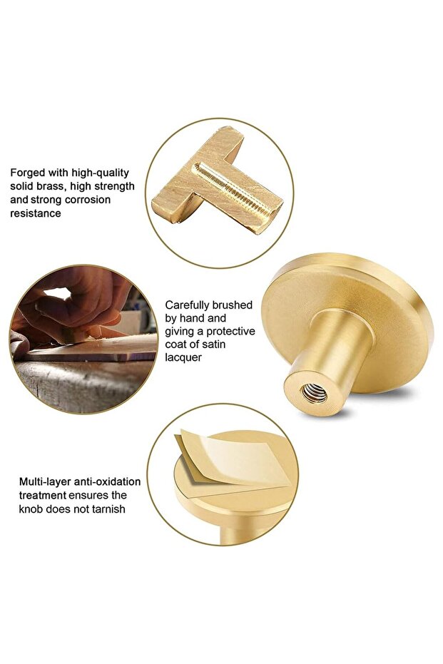 مقابض خزانة دائرية مقاس 37 مم، عبوة من 10 قطع ذهبية - 4