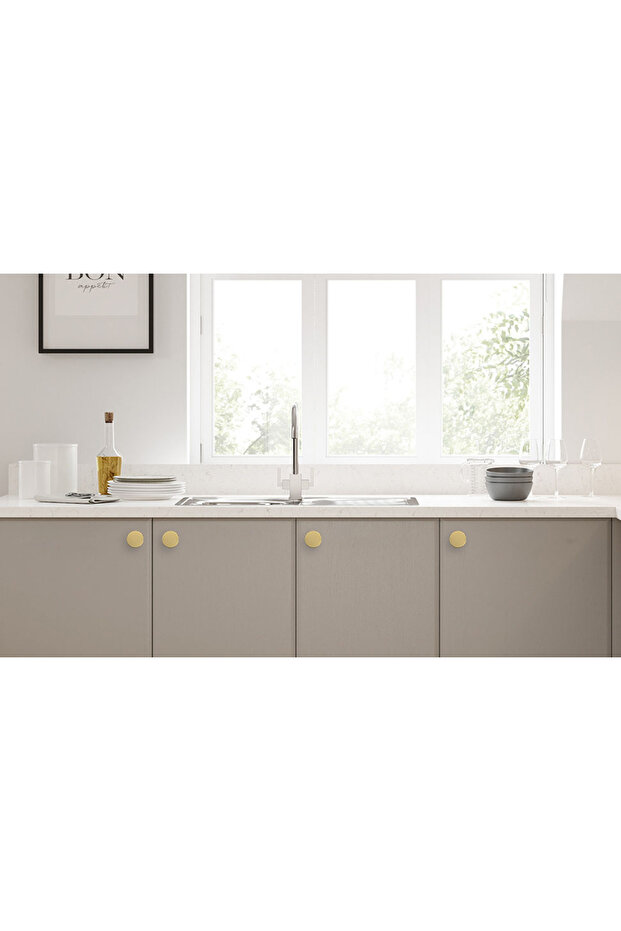 مقابض خزانة دائرية مقاس 37 مم، عبوة من 10 قطع ذهبية - 8