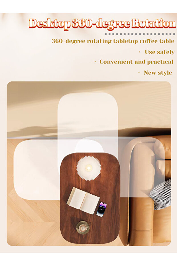 Height-Adjustable 360° Swivel C Table | Multifunctional Side Table for Couch & Small Spaces - 3