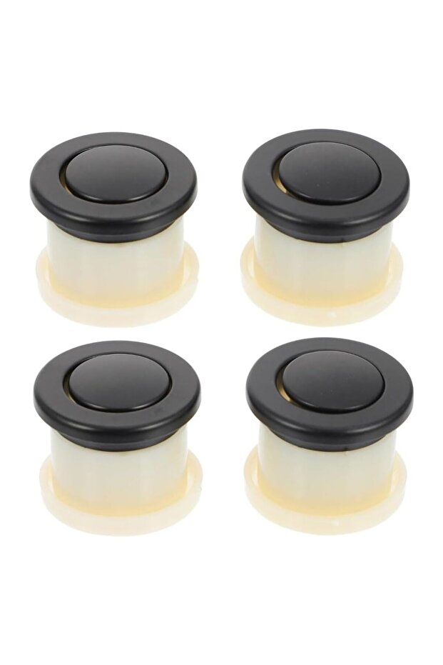 مقابض خزانة بمقبض ارتداد، 4 قطع، لون أسود - 1