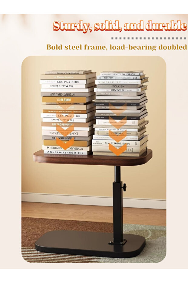 Height-Adjustable 360° Swivel C Table | Multifunctional Side Table for Couch & Small Spaces - 6