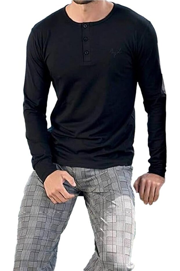 Men Pajamas Set Pants and Long Sleeve Top Set TU002