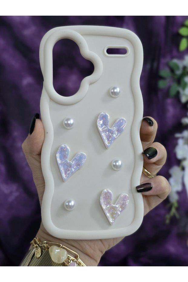 Xiaomi Redmi Note 13 Pro Plus 5g Compatible Shiny Heart & Pearl Detailed Soft Stylish Phone Case