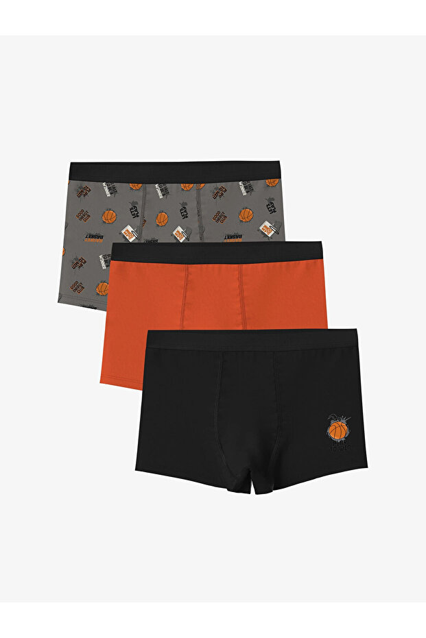 Lcw Kids Grey Printed Boys' Boxers 3Pcs