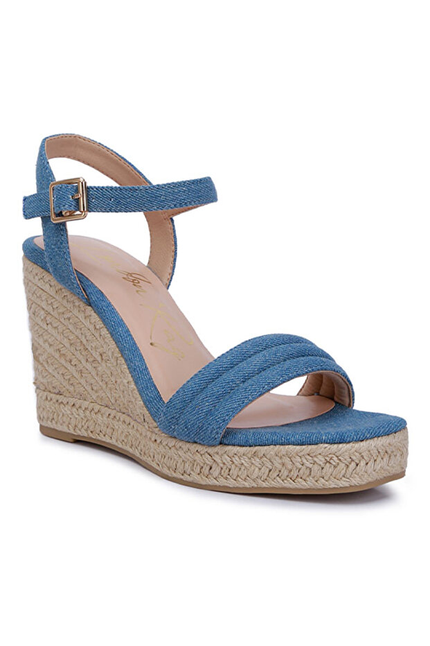 Women Espadrilles High Wedge Sandals in Denim