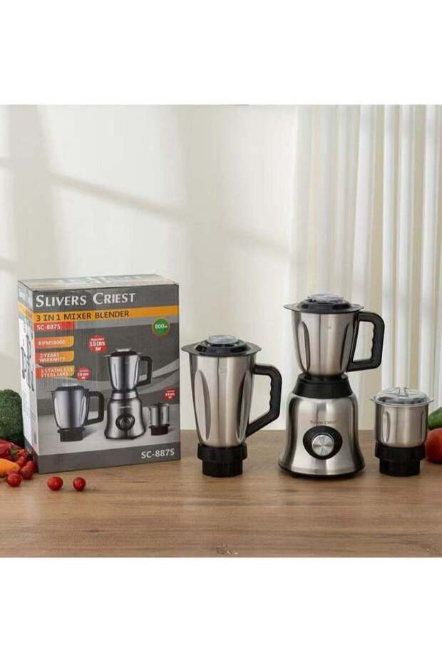 3-in-1 Multifunctional Food Processor & Blender Machine – 800W (Model SC-887S) - 2