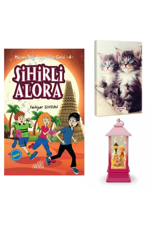 Sihirli Alora - Maviş Kediler Planning Notebook and Melody and Peace Lantern Type Lighted Snow Globe