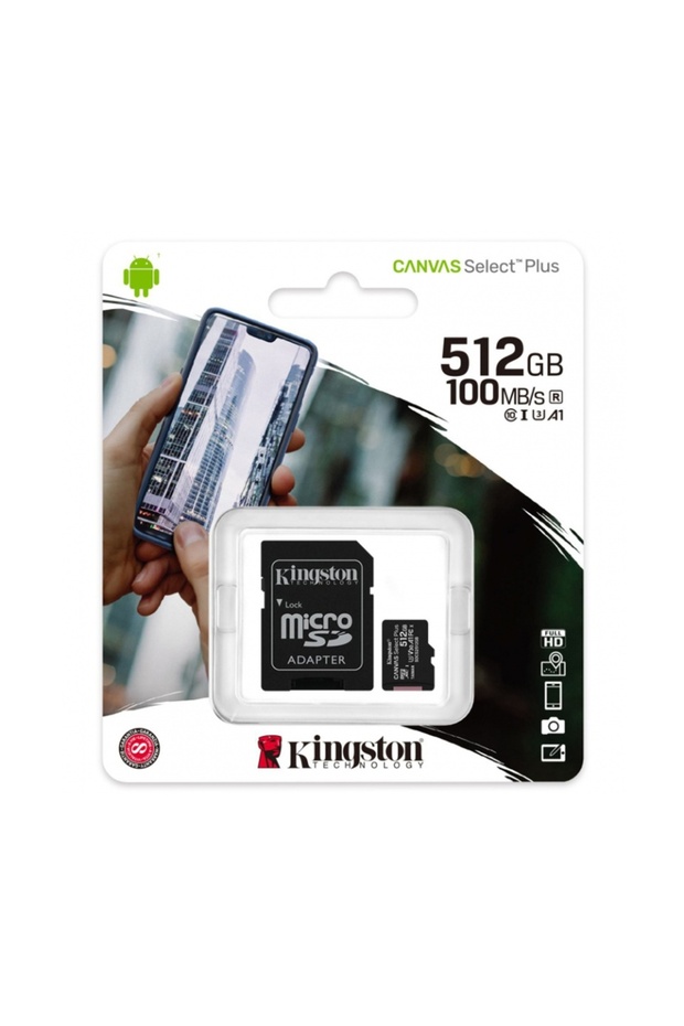 MicroSD Card 512GB – Class 10 UHS-I U1, A1 for Android, with SD Adapter, Canvas Select Plus, Black - 2