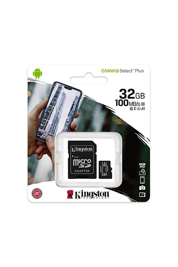 MicroSD Card 32GB – Class 10 UHS-I U1, A1 for Android, with SD Adapter, Canvas Select Plus, Black - 2