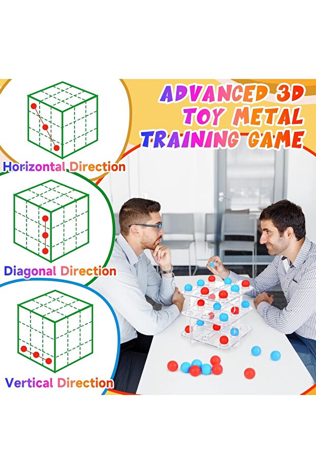 Children's Desktop Puzzle 3d Tic-tac-toe Math Marbles Logic Game - 4
