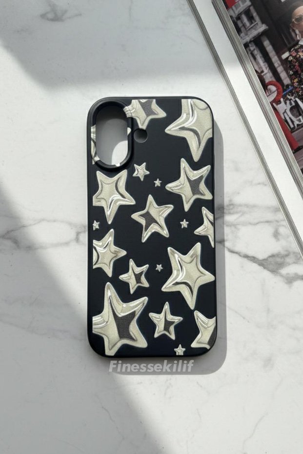 iPhone 17 Compatible Shining Stars Design Printed Black Launch Case