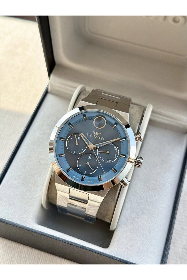 Fm11568Awt-L3 Quartz Steel Grey Navy Blue 3 Atm Men's Wristwatch