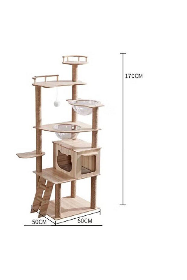 شجرة قطط موديل B12 بارتفاع 170 سم مع منصات متعددة المستويات - 2