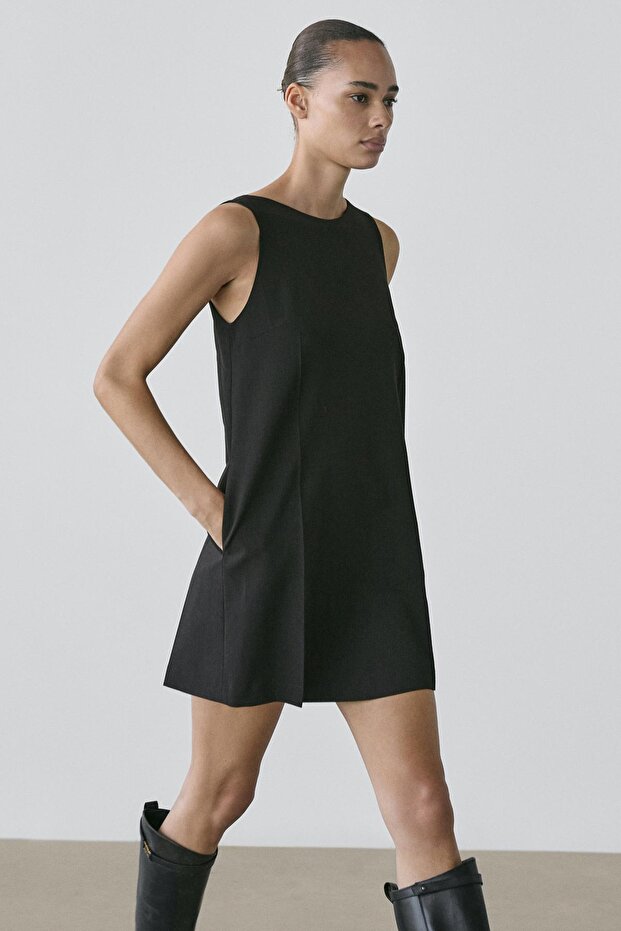 Yünlü mini elbise - 4