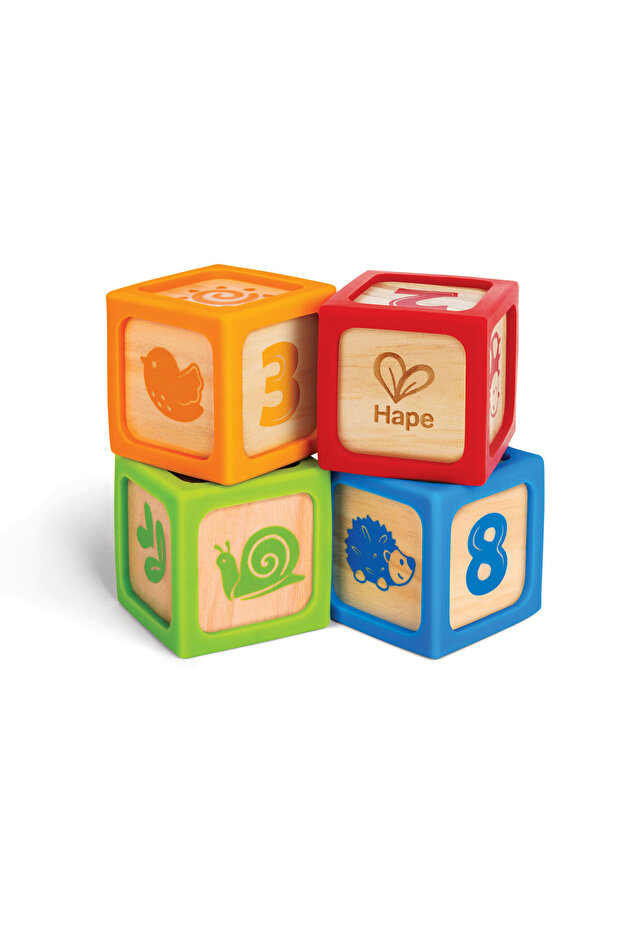 - Educational Grip-n-Stack Silicone & 4 pcs Wood Blocks