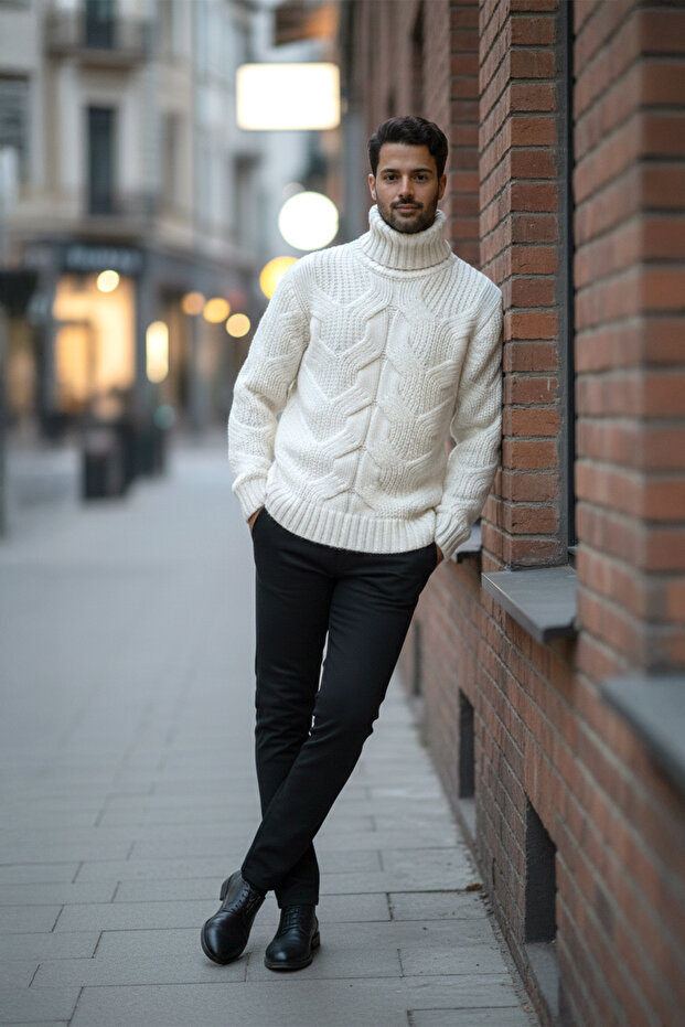 Erkek Balıkçı Yaka Kalın Kazak - 3