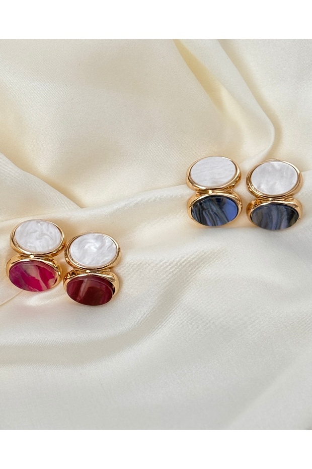 Sedefli Oval Küpe - 3