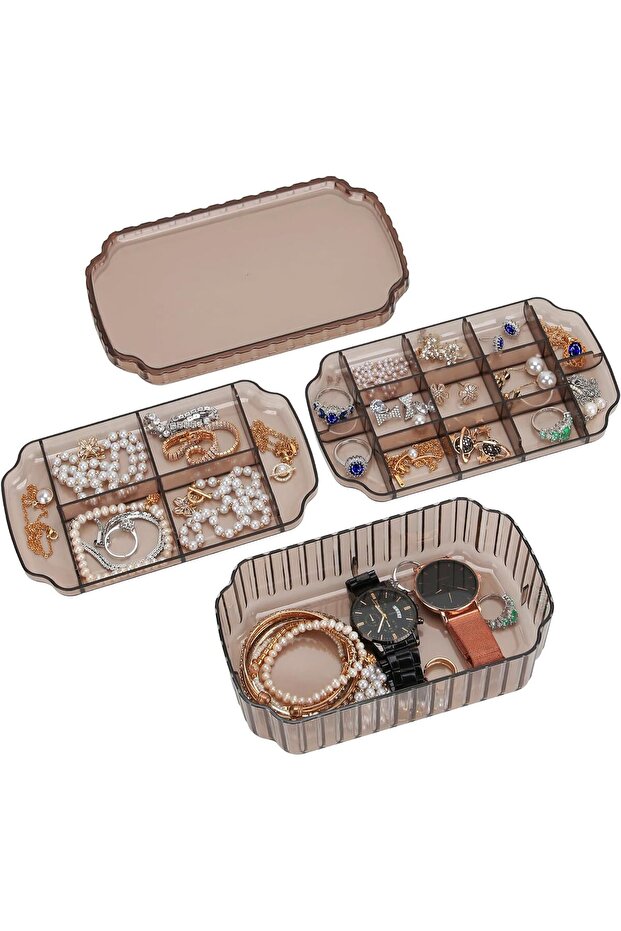 Jewelry Organizer 3-Layer Box for Earrings (Coffee)