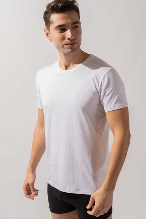 O Neck Basic Modal Men's Undershirt White - 1