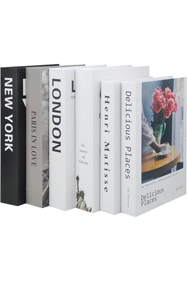 Pack of 6 Decorative Fake Books for Home Decor (A)