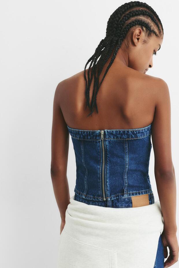 Parıltılı denim üst - 3