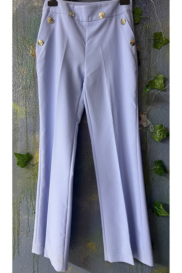 Light Blue High Waist Fabric Pants