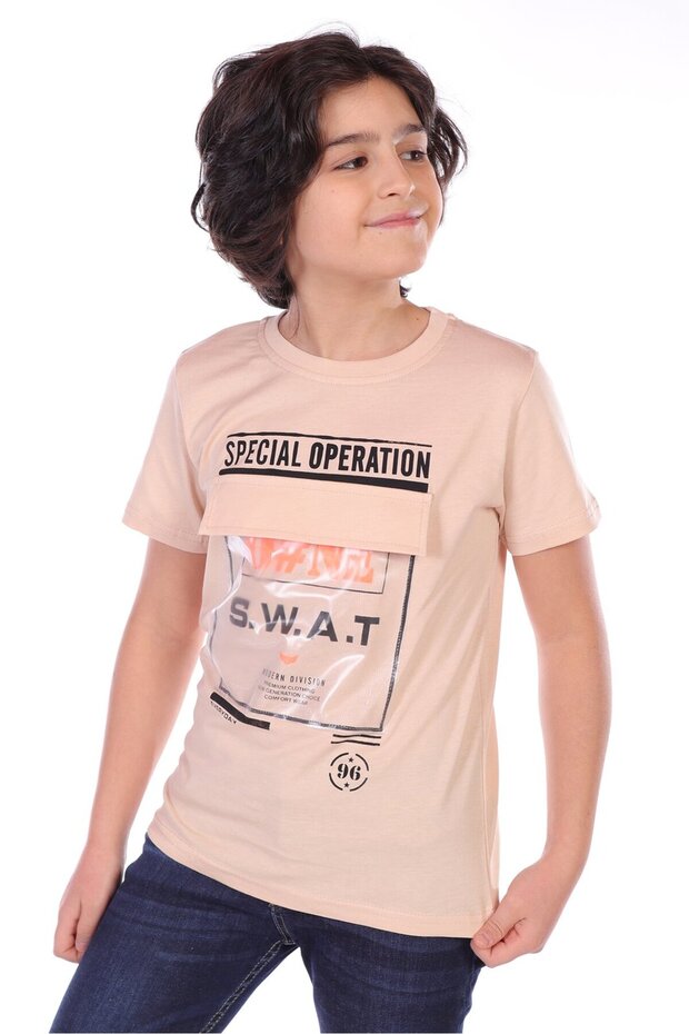 Boy's Printed Crew Neck Short Sleeve T-Shirt