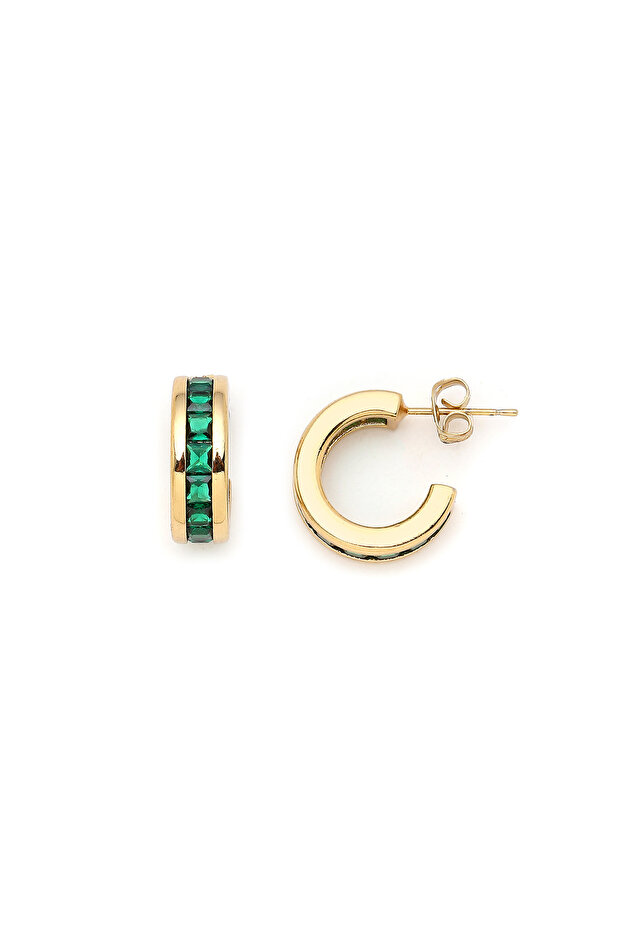 Luma Green Zircon Detailed Studded Earrings