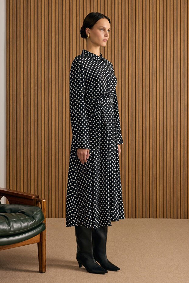 Puantiye Viscon Elbise - 5