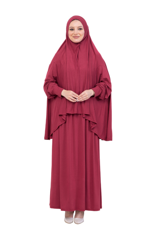 Two Piece Prayer Dress – Long Cotton Hijab Clothing Abaya & Headscarf Set