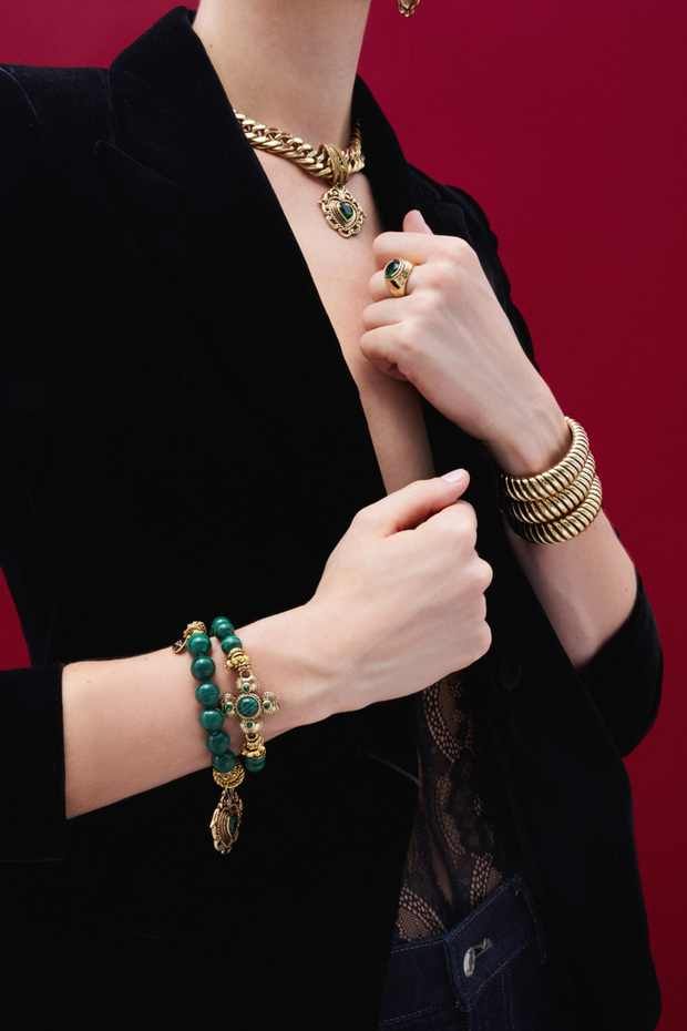 Inner Light Malahit Yonca Charm Malahit Bilezik - 5