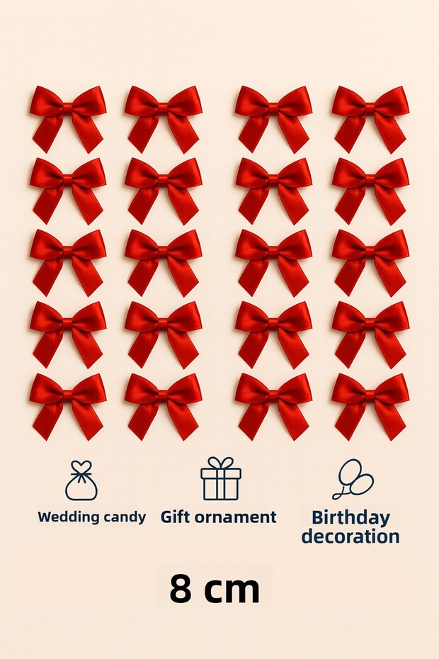 25 Pieces Red Bow Ribbon Ribbon Bow | 8Cm*25Mm