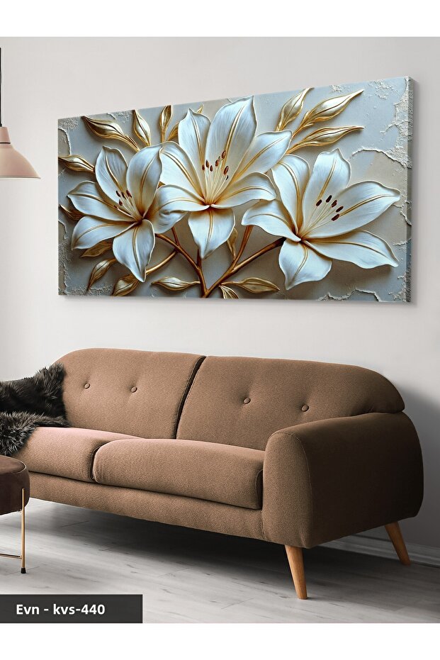 Gold Detailed Lily One Piece Canvas - Canvas Painting