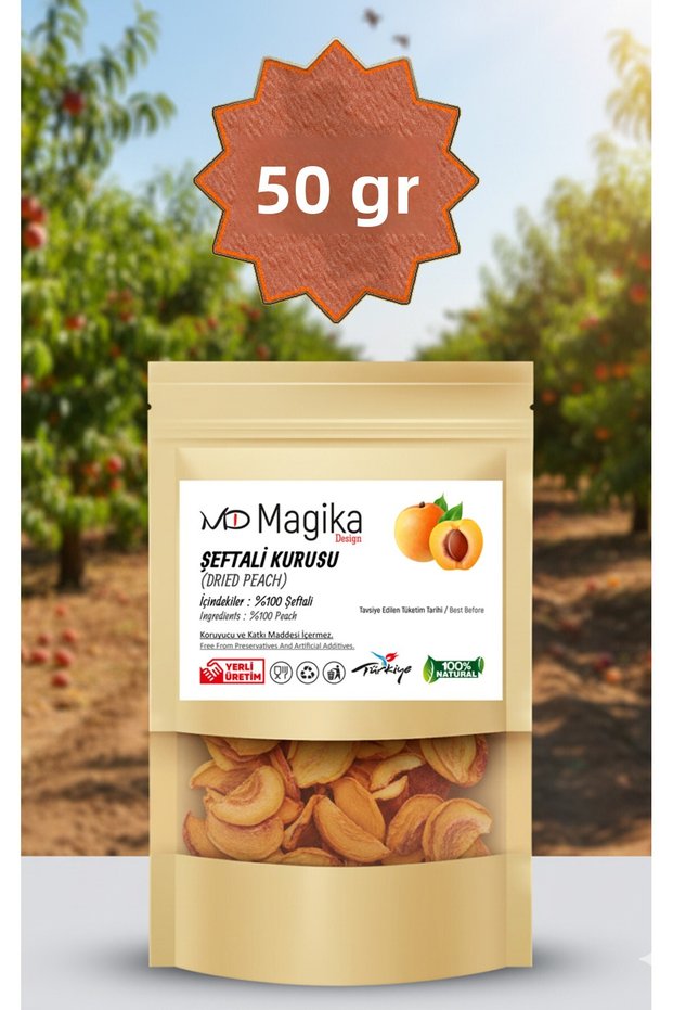 50 Gr Dried Peach, No Additives or Preservatives, Made in Turkey, 100% Natural