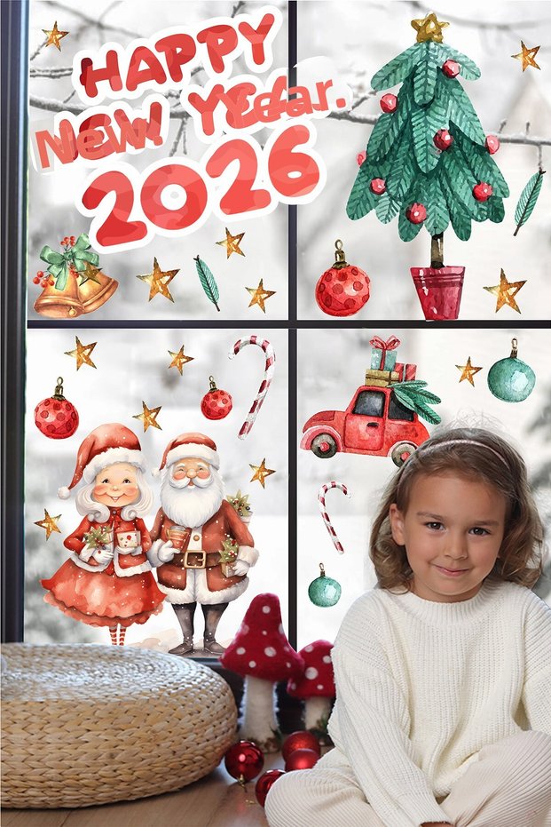 Welcome 2026, Happy New Year 2026 New Year Winter Concept Cute Santa Claus and Trees Figurines