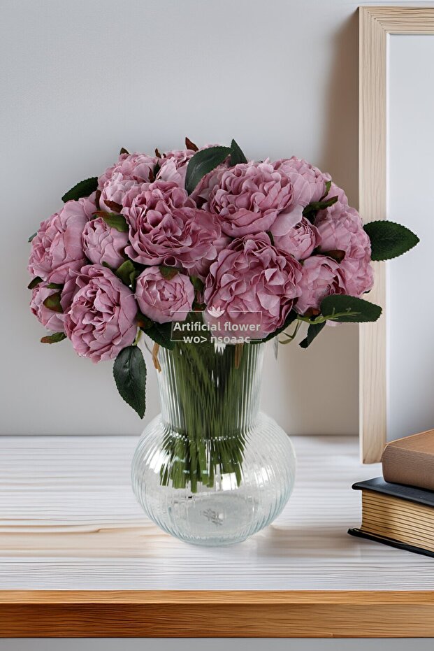 Artificial Luxurious Ribbed 11-Piece Erengül Bouquet Lilac