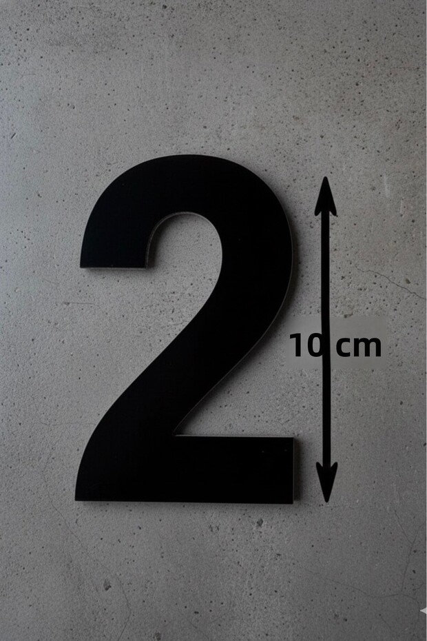No:2 Door Number Black Plexiglass 10cm, Self-Adhesive Building Apartment Villa Door Number
