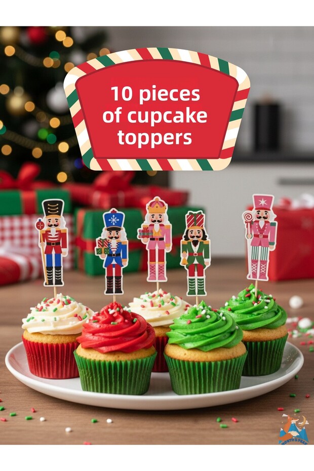 Lead Soldiers Christmas New Year Toothpick Ornaments Cupcake Toppers 10-Pack