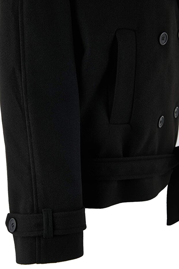 Siyah Oversize Büyük Beden Kaban TWOAW26DD00008 - 3