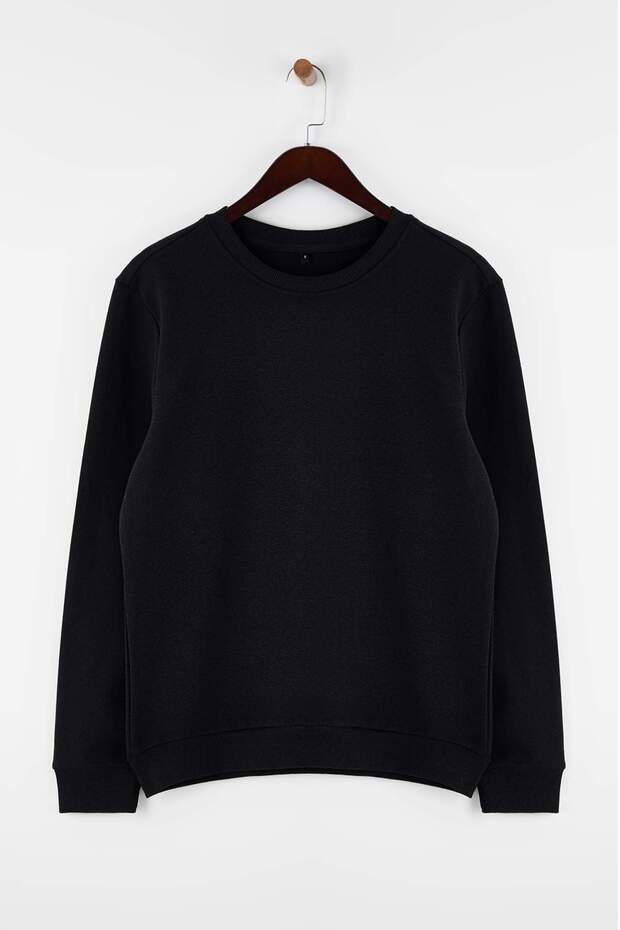 Siyah-Bordo-Lacivert 3'lü Paket Regular/Normal Kesim Basic İçi Polar Sweatshirt TMNAW26SW00006 - 6