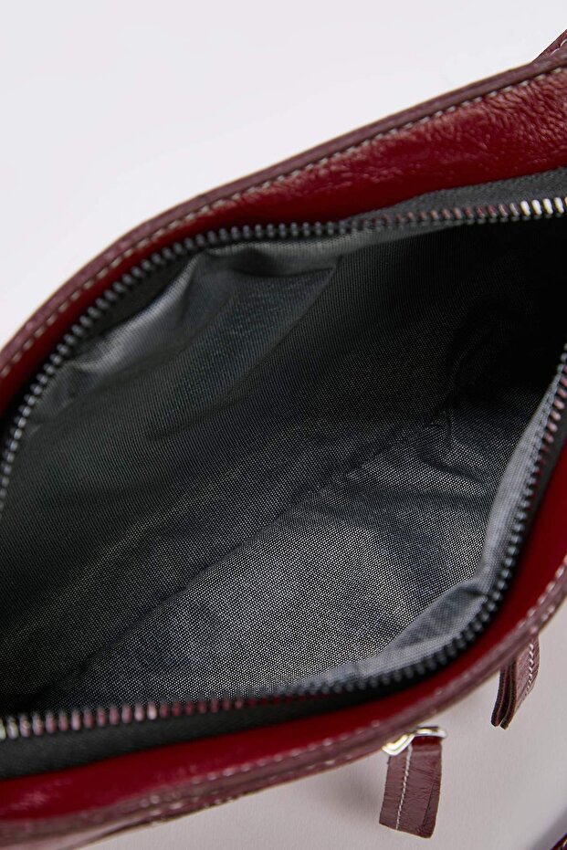 Bordo Kırışık Cilt Kadın Mini Boy Omuz Çantası TAKAW26OC00080 - 7