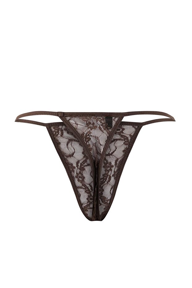 Vizon Dantelli Düğmeli Askılı Kapsız Külotlu Babydoll/Fantezi Gecelik THMAW26LL00003 - 8