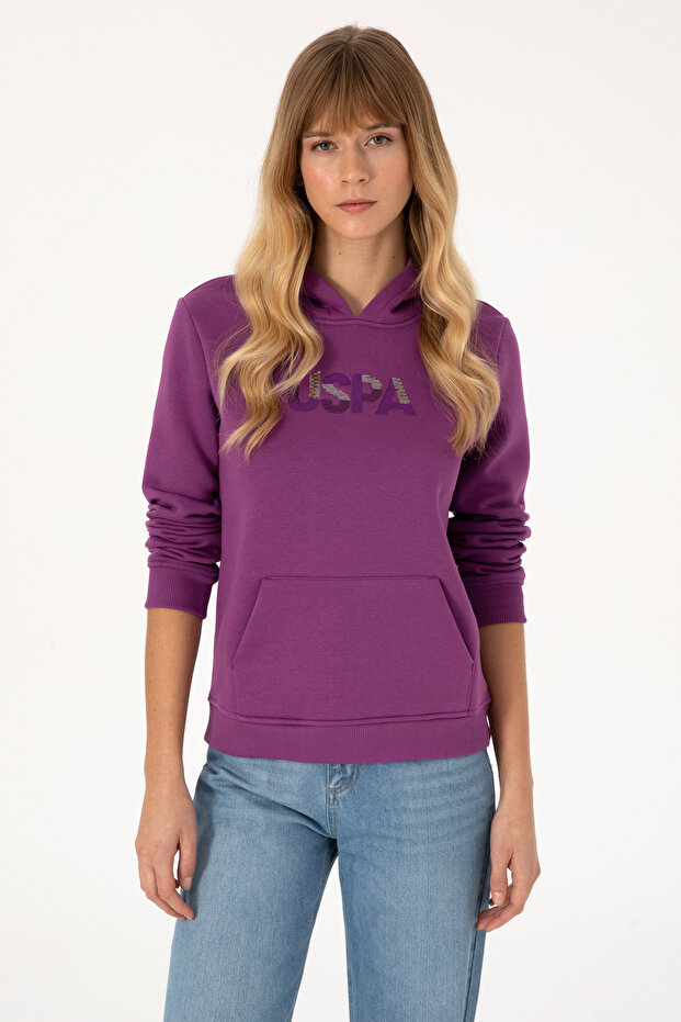 Women's Violet Hooded Basic Sweatshirt 50307711-Vr037