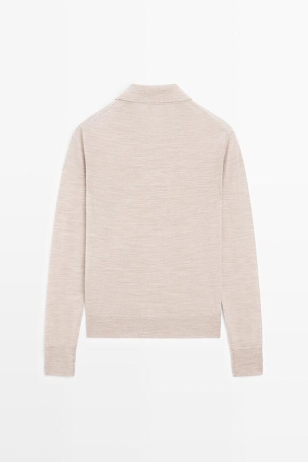 Yün örme polo yaka kazak - 8