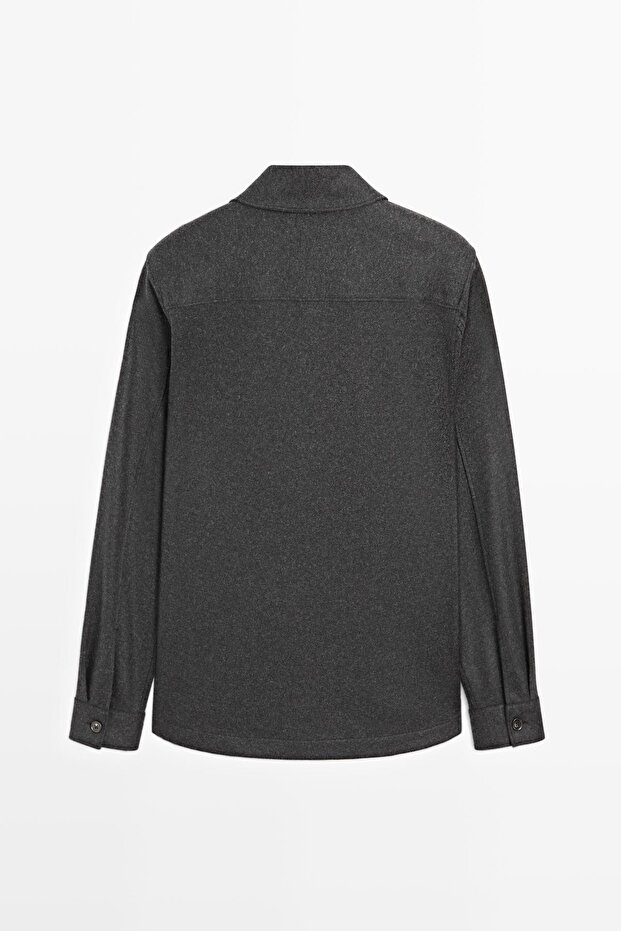 Overshirt with pockets, 100% wool - 8