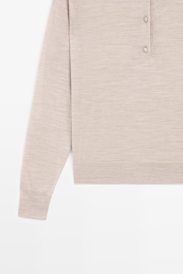 Yün örme polo yaka kazak - 7